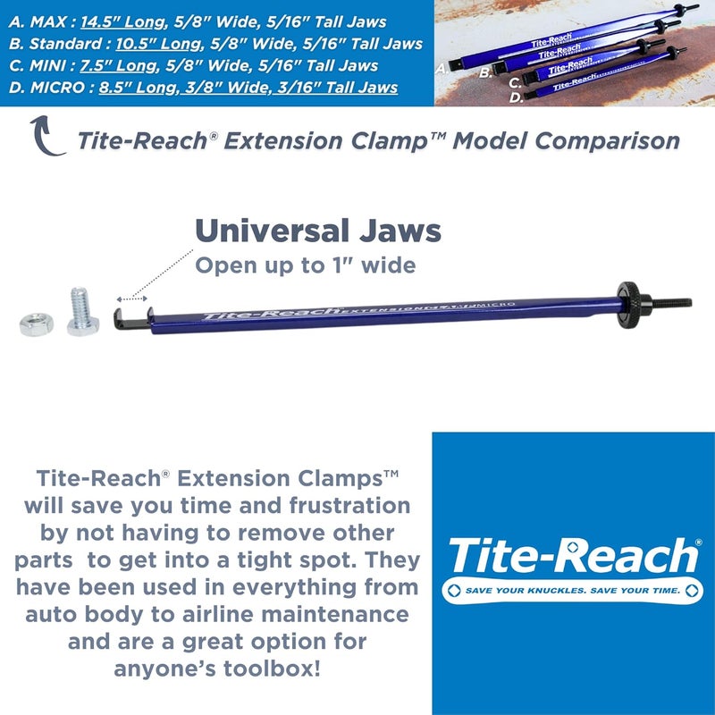 TITE-REACH Original Micro Extension Clamp, Thinnest Version, Mini-Vise Tool, Nut & Bolt Holder, Made for Tight Spaces - Image 5